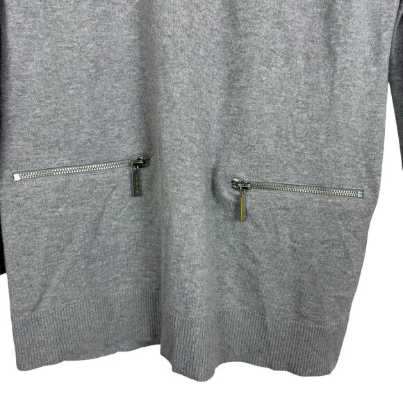 Michael Kors Cowl Neck Sweater Medium Long Sleeves Zipper Details Gray - Picture 6 of 10